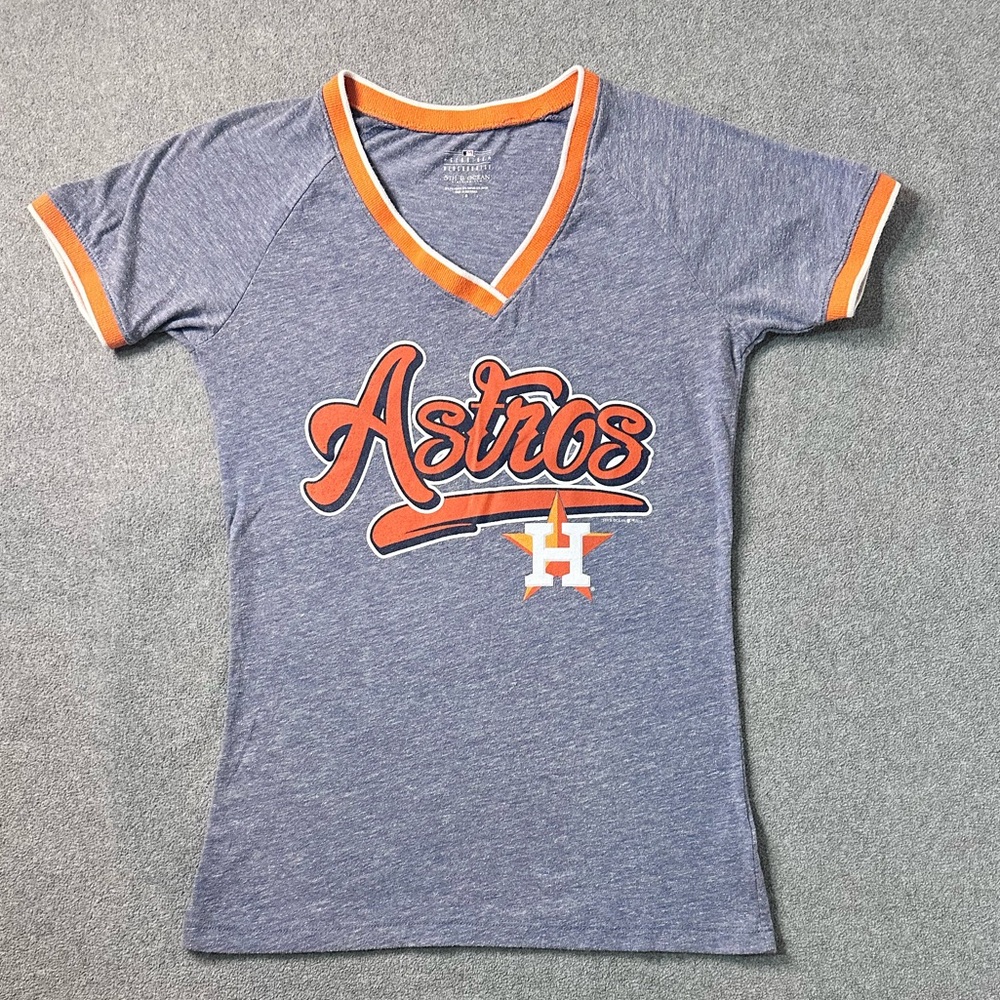 MLB Houston Astros T-shirt Heather Blue V Neck fitted size medium - Picture 10 of 10
